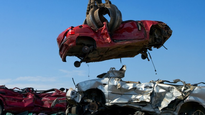 Car scraps in a junkyard