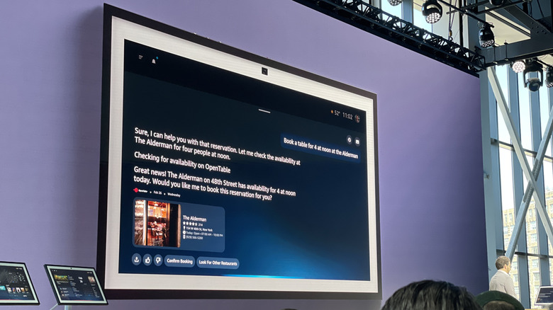 A person talking with Alexa+ on a smart display.