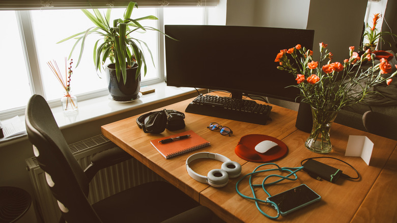 cluttered work desk