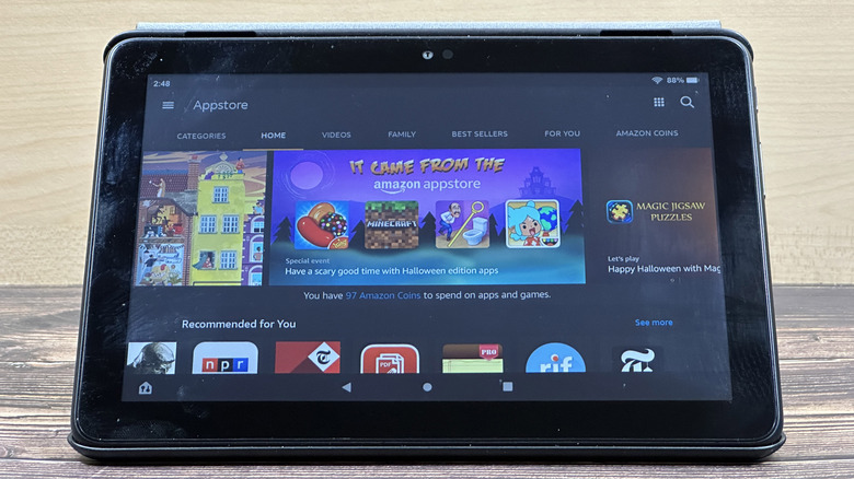 Fire HD 8 tablet on a tablet