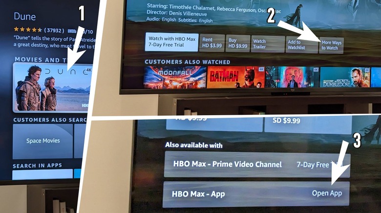 Dune selection screens in Fire TV