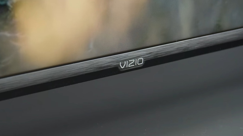 Close-up of Vizio logo on V-Series TV