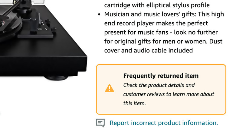 Screenshot Amazon return warning