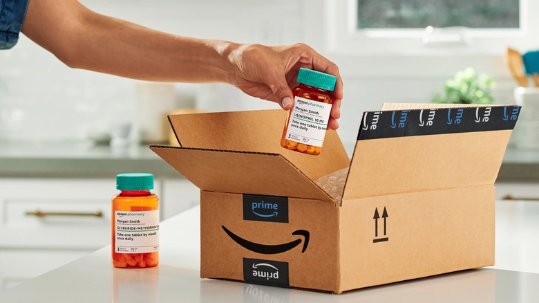 Person packing an Amazon Pharmacy order