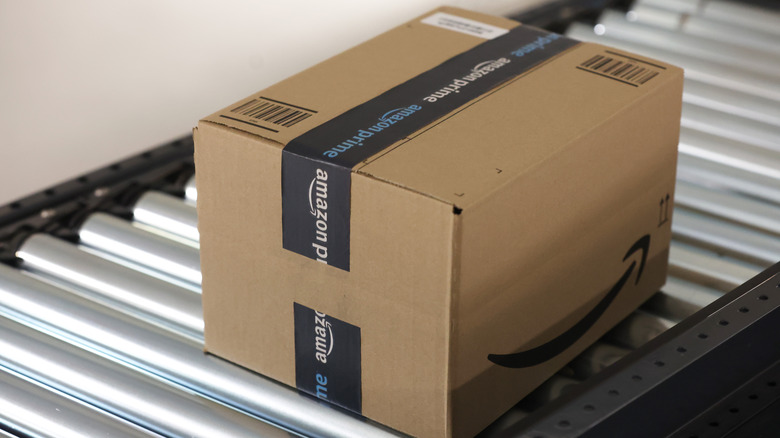 Amazon package on conveyer