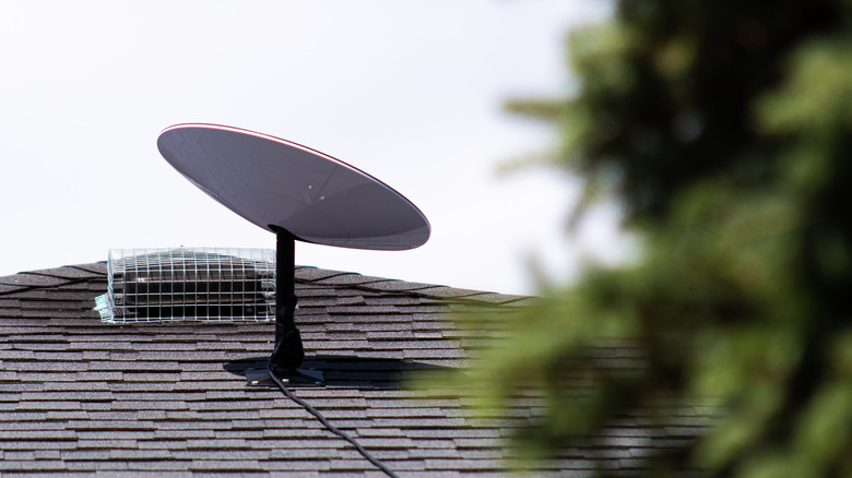 Antenna for satellite broadband internet on the rooftop.