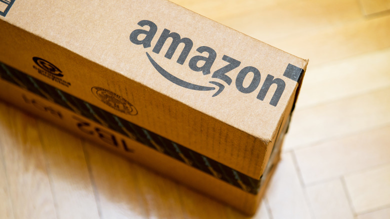 Amazon parcel on wooden floor