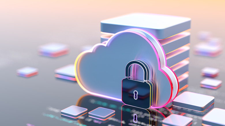 An Illustration Of A Lock In Front Of A Cloud Signifying Digital Security