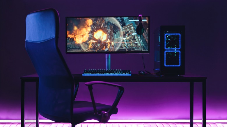 gaming chair and computer