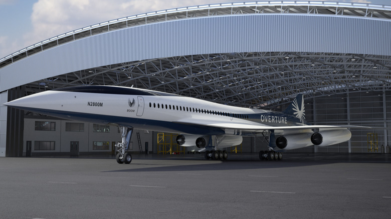 Overture aircraft in hangar