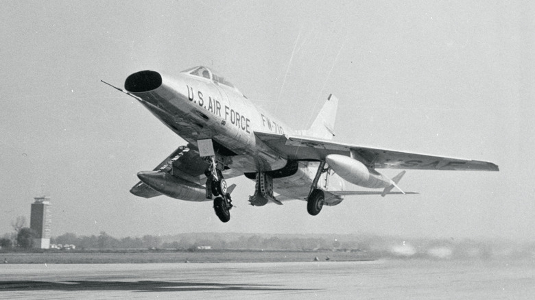 North American F-100 Super Sabre take off Vietnam