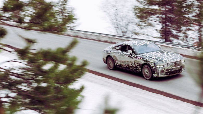 Rolls-Royce Spectre prototype in snow