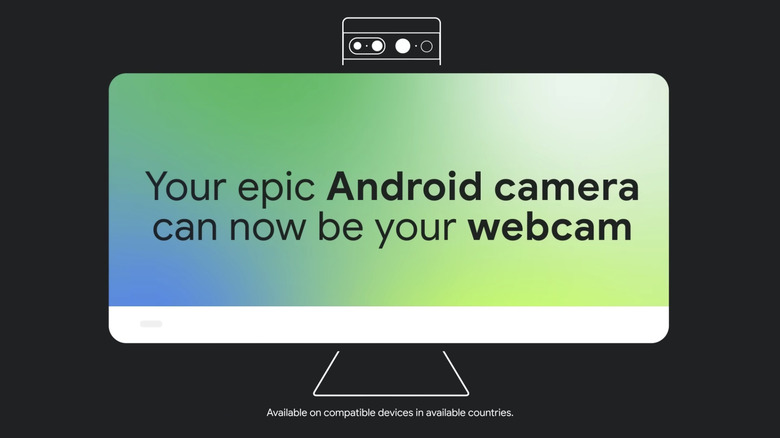 Android 14 webcam feature slide from promo video