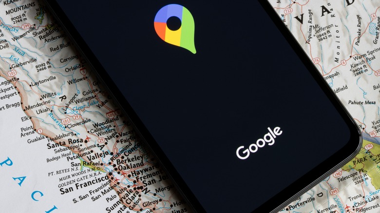 Google Maps logo on phone