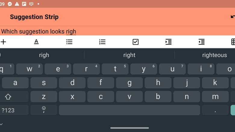 Choosing from Gboard's suggestions