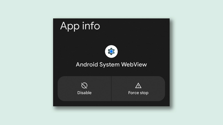 Android System WebView's disable option