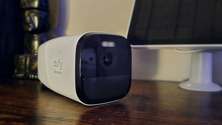 Eufy security camera on shelf