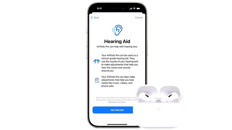 AirPods Hearing Aid menu on iPhone