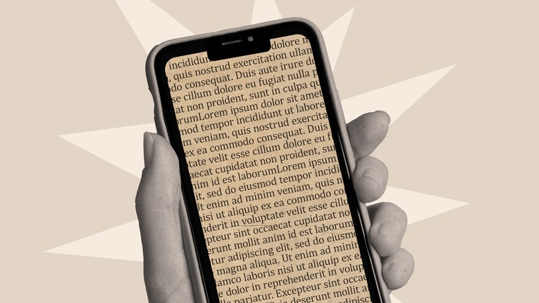 words shown on phone screen