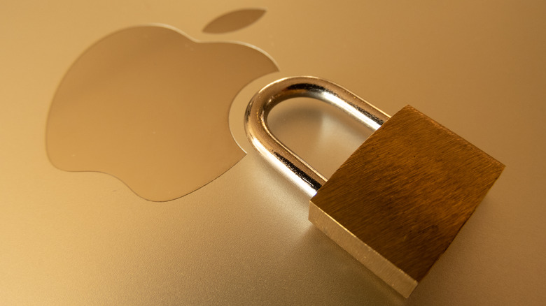 apple logo security lock golden