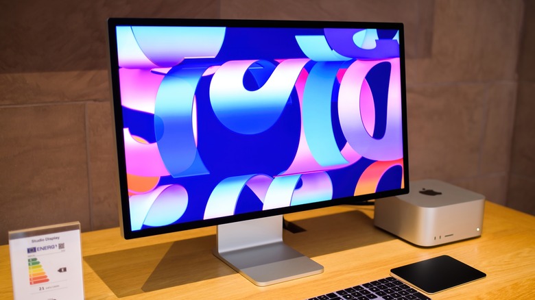 Apple studio display on desk