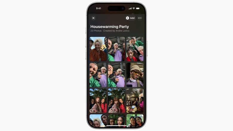 Apple Invites app showing the shared photos screen