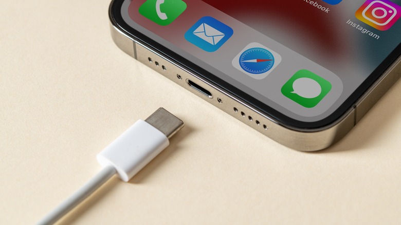 iPhone and USB-C cable