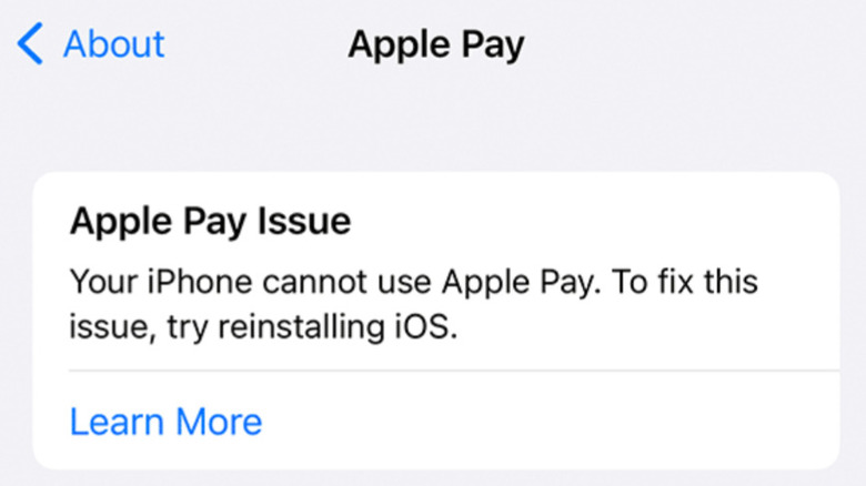 iPhone screen with Apple Pay Isuse error message