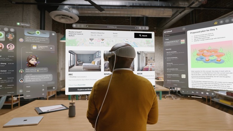 person working with Apple Vision Pro