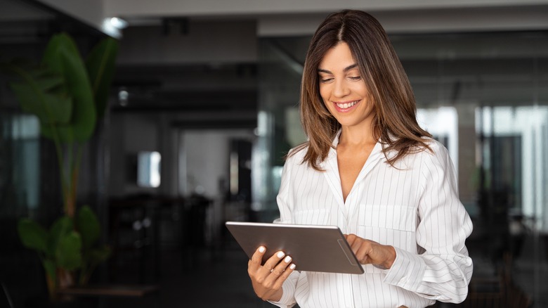 woman with a tablet