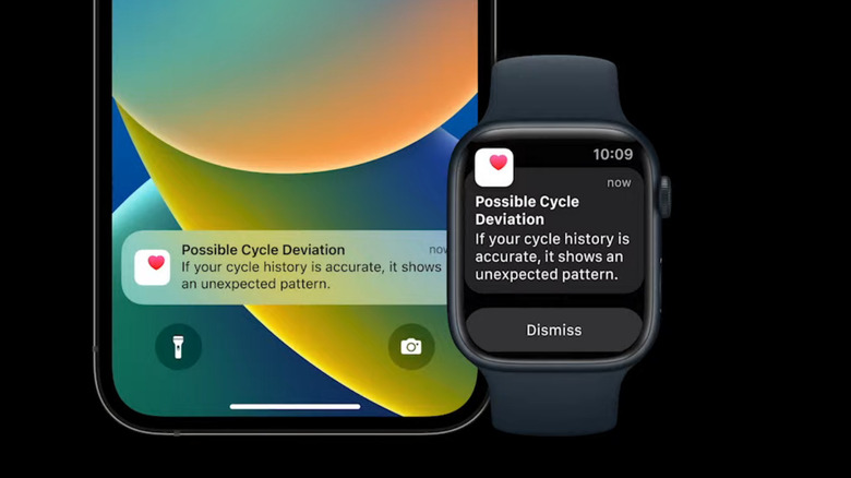 iPhone and Apple Watch with menstrual cycle notification