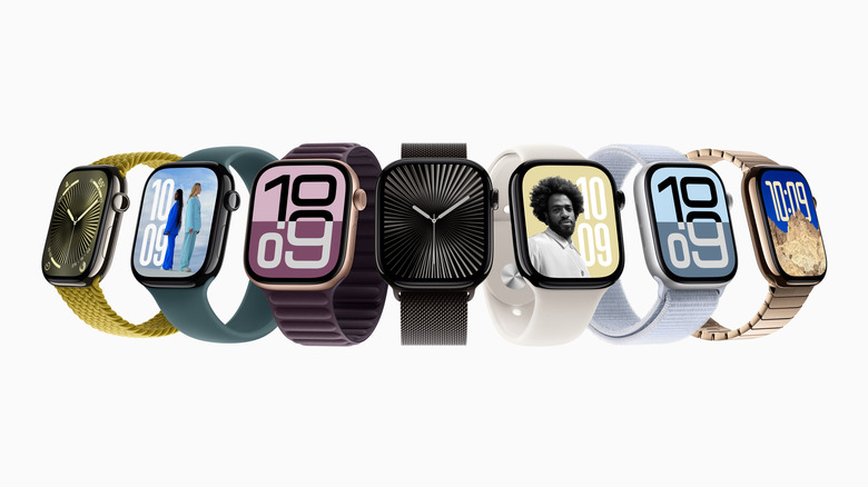 The Apple Watch Series 10 with various Warch Faces