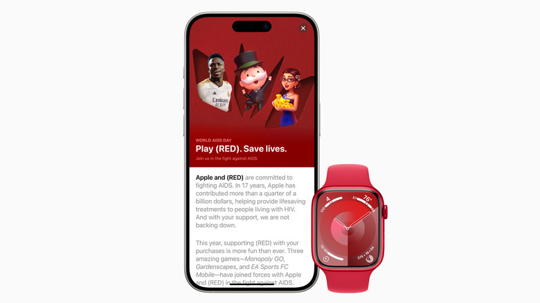 (RED) Apple Watch with iPhone games promotion