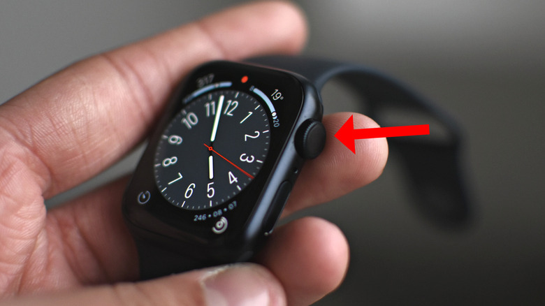 Apple Watch next to the Digital Crown