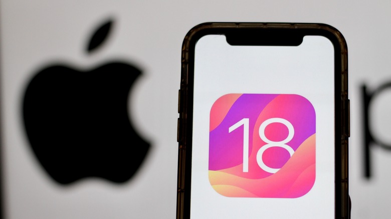 iOS 18 logo on an iPhone