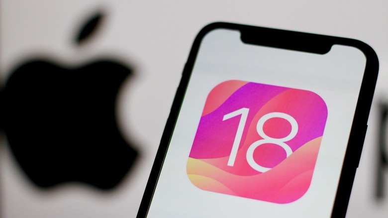 iOS 18 logo on an iPhone