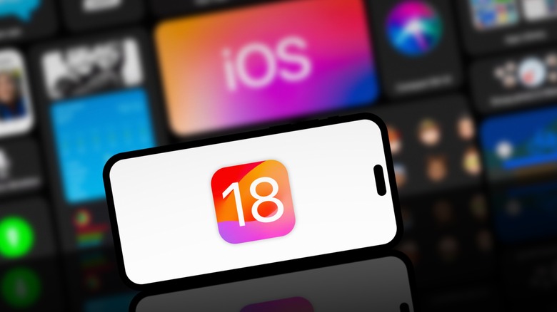 iOS 18 logo on an iPhone display