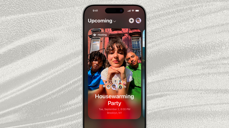 Appearance of an events card generated using the Apple Invites app