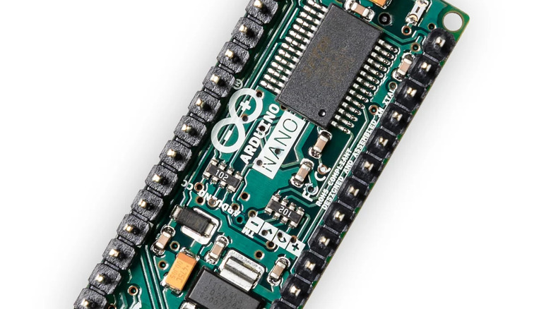 zoomed Arduino Nano board