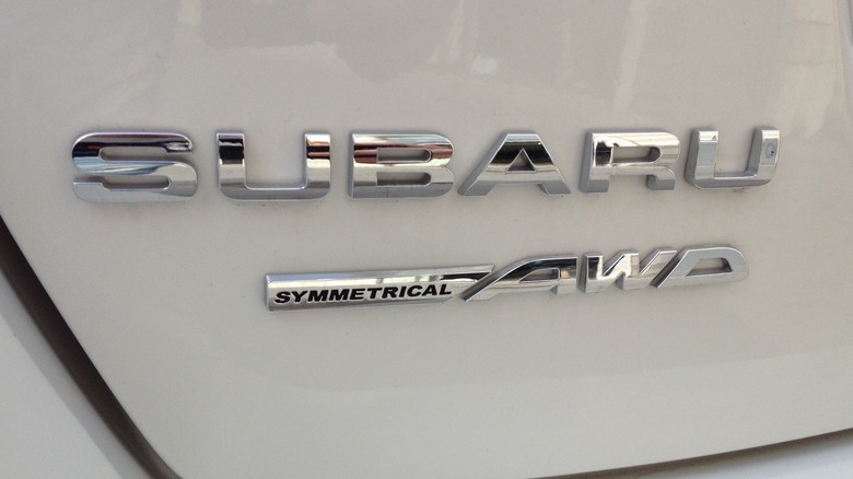 Close up of Subaru XV Symmetrical AWD badge