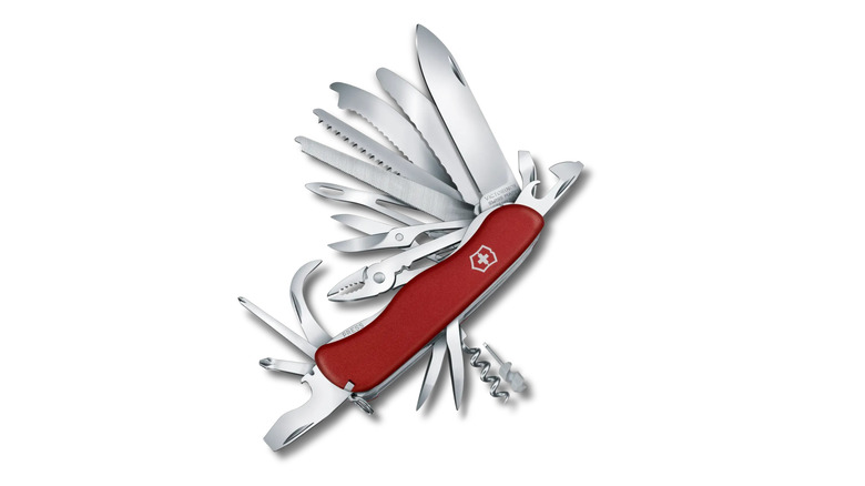 Victorinox Champ multi-tool open on white background