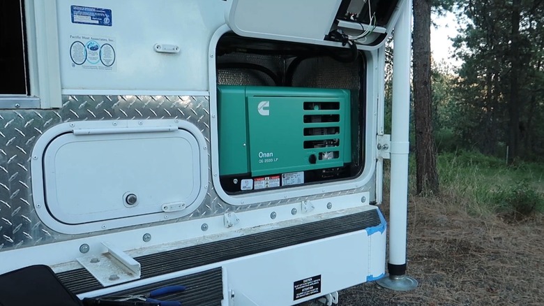 A Cummins Onan RV Generator Installed On Board Camper