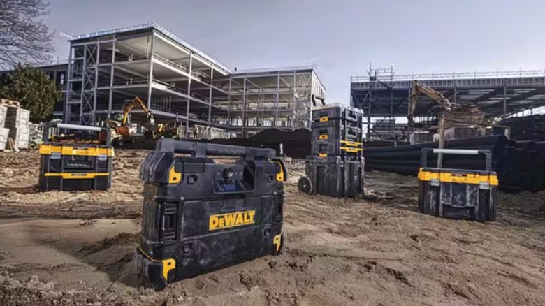 TStak storage containers at construction site