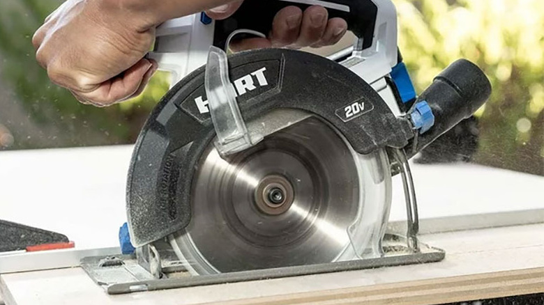 Hart circular saw cutting through board