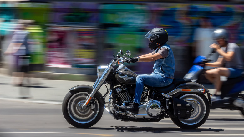 Harley-Davidson rider on street