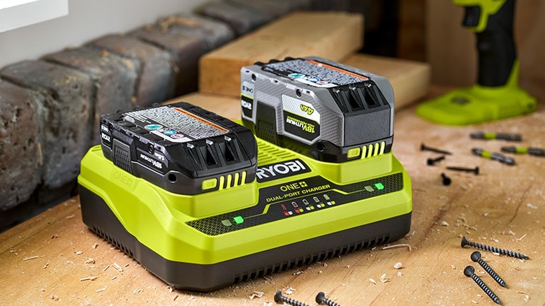 Ryobi batteries on charger