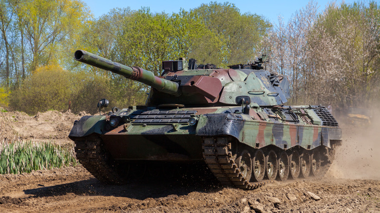 A Leopard 2 tank on exercise