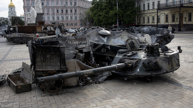 Destroyed Russian tank in Ukraine