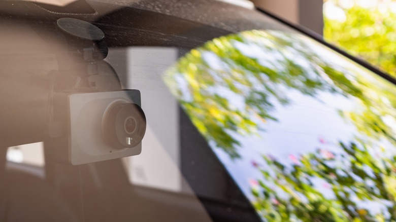 Dash cam installed in a car