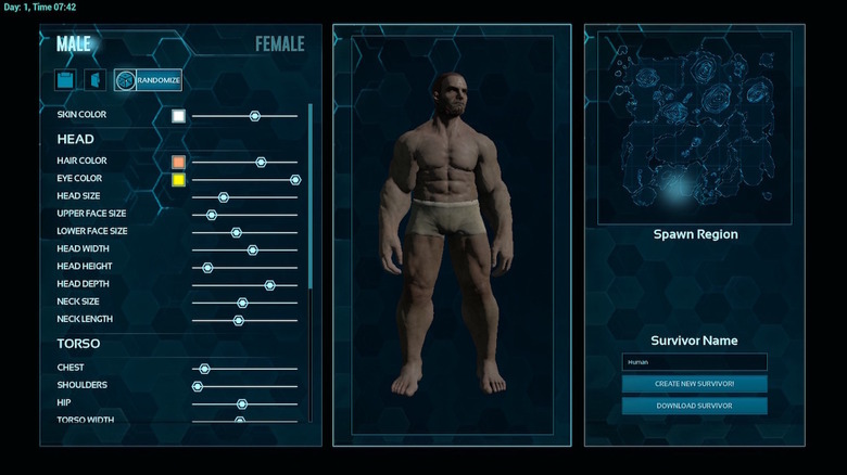 Survivor creation screen